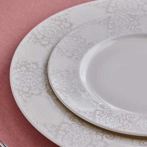 Karaca Forever Bone China New Olio 53-Piece Dinner Set for 12 People, White
