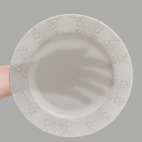 Karaca Forever Bone China New Olio 53-Piece Dinner Set for 12 People, White
