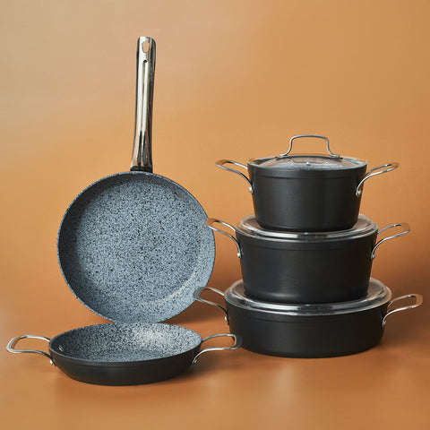 Karaca Biogranit Power-Inox Monet – 8-Piece Cookware Set Black