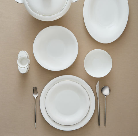 Karaca Fine Pearl Extra Argento Platin 55-Piece Dinner Set For 12 People