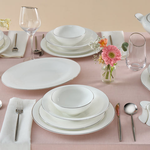Karaca Fine Pearl Extra Argento Platin 55-Delig Dinerservies Voor 12 Personen
