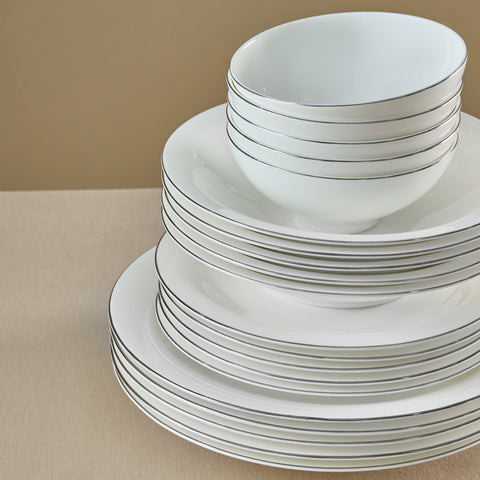 Karaca Fine Pearl Extra Argento Platin 55-Piece Dinner Set For 12 People