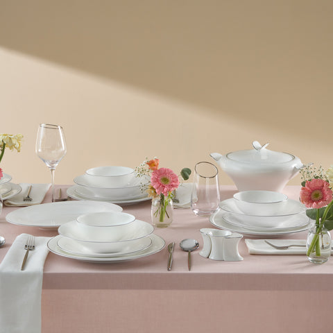 Karaca Fine Pearl Extra Argento Platin 55-Delig Dinerservies Voor 12 Personen