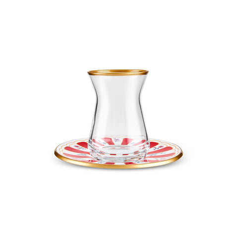 Karaca Bursa Tea Glass, 12-Piece, Red