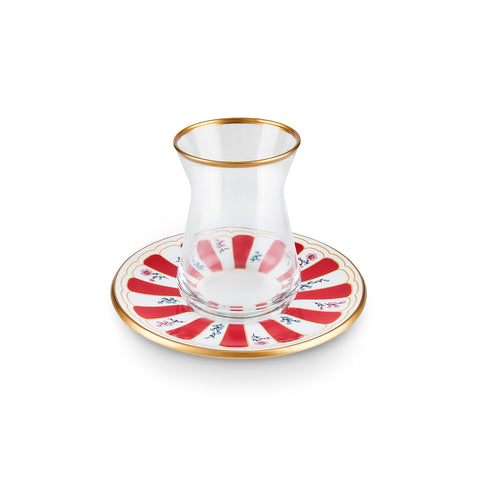 Karaca Bursa Tea Glass, 12-Piece, Red