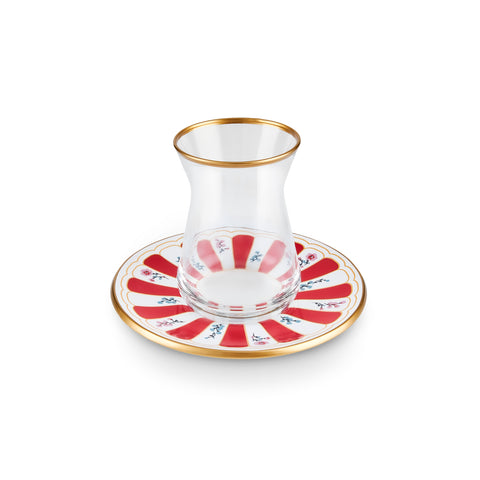 Karaca Bursa Tea Glass, 12-Piece, Red