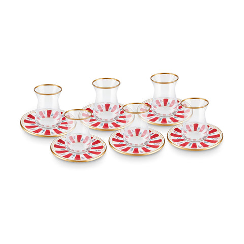 Karaca Bursa Tea Glass, 12-Piece, Red