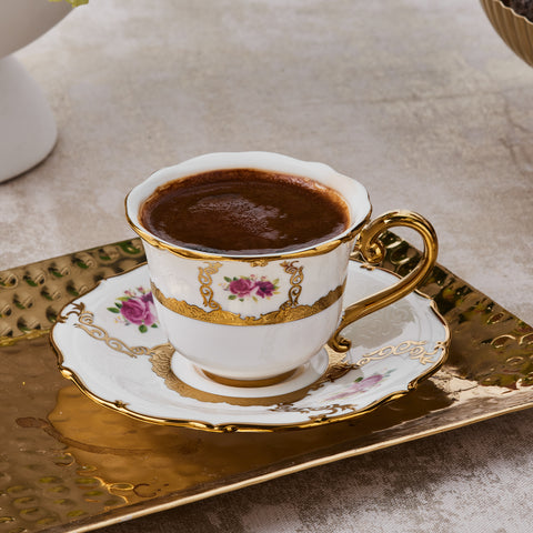 Karaca Royal Bone Elizabeth Koffiekopjesset voor 6 Personen, 90 ml