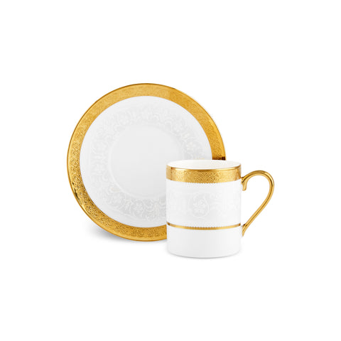 Karaca Royal Bone Victoria Coffee Cup Set for 6 People, 90 ml