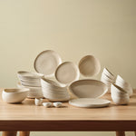 Karaca Earth Collection Rise 55-Piece Dinner Set for 12 People, Cream