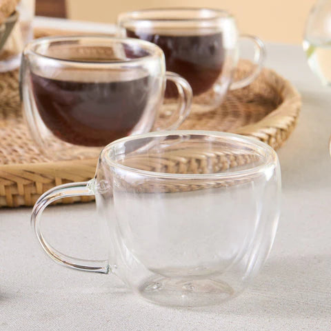 Karaca Olivia 6-Piece Double-Walled Espresso And Turkish Coffee Cup Set For 6 Persons, 80 Ml, Clear