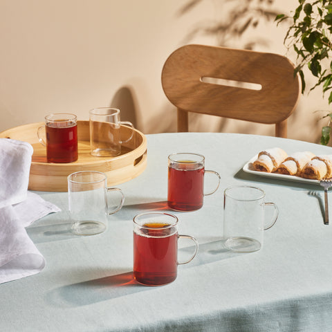 Karaca Guido 6-Piece Tea Cup Set for 6 People, 200 ml, Transparent