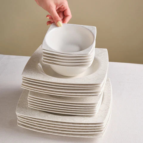 Karaca Square Bone Bridal 60-Delig Serviesset Voor 12 Personen