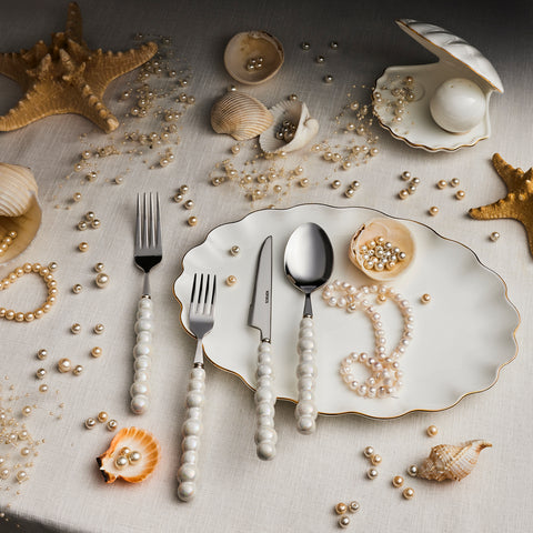 Karaca Pearl 24-Piece Cutlery Set For 6 Persons, Silver