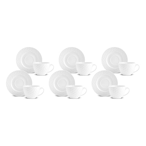 Karaca Nora Reliëf Theekoppenset voor 6 Personen, 220 ml