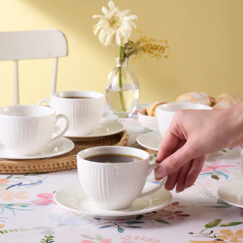 Karaca Anna Embossed Tea Cup Set For 6 Persons, 220 Ml