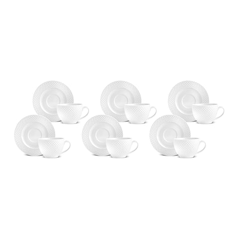 Karaca Nina Embossed Tea Cup Set for 6 People, 220 ml
