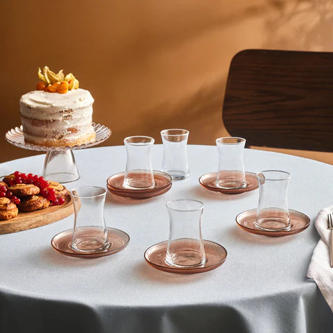 Karaca Juliet Mocha Mousse 12-delige Theeglazenset voor 6 Personen, 170 ml