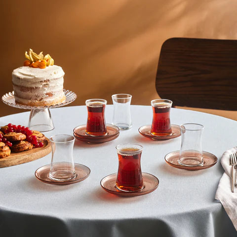Karaca Juliet Mocha Mousse 12-delige Theeglazenset voor 6 Personen, 170 ml