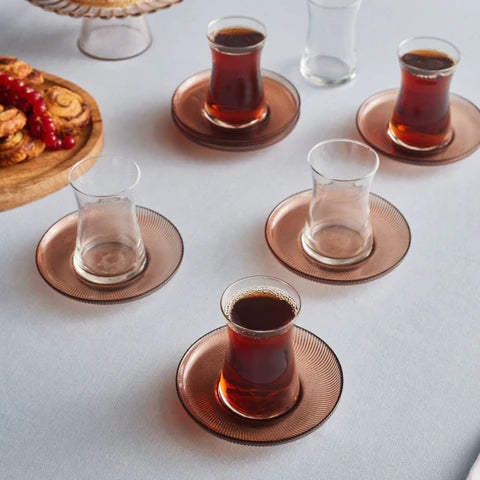 Karaca Juliet Mocha Mousse 12-delige Theeglazenset voor 6 Personen, 170 ml