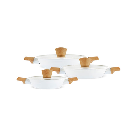 Karaca Swiss Crystal Almond Cream, 6-delige Ondiepe Braadpan Set, Inductie