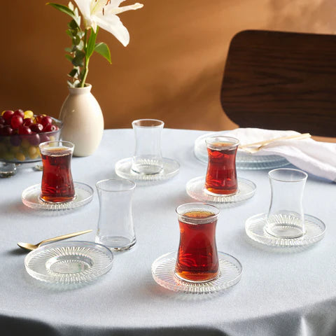 Karaca Lily 12-delige Turkse theeset voor 6 personen, 170 ml, Luster