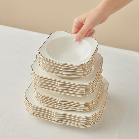 Karaca Stream Bone Vintage 24-delige Serviesset voor 6 Personen, Goud