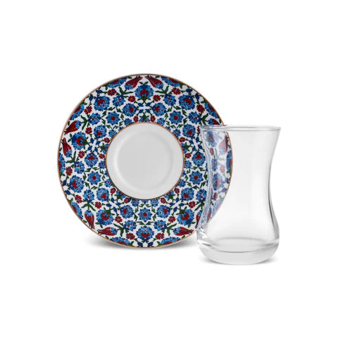 Karaca Emirgan 12-delige Turkse Theeset van Bone China voor 6 Personen, 130 ml, Meerkleurig