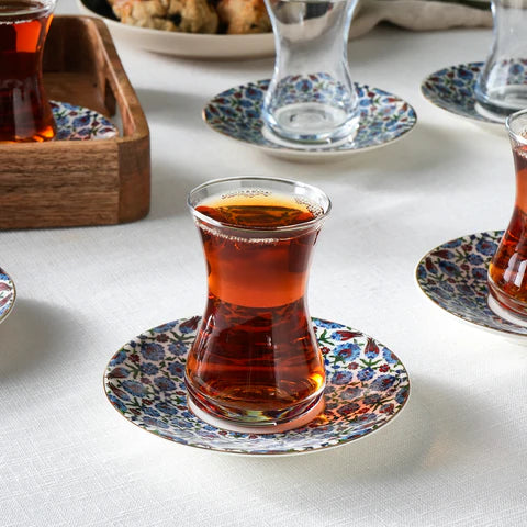 Karaca Emirgan 12-delige Turkse Theeset van Bone China voor 6 Personen, 130 ml, Meerkleurig