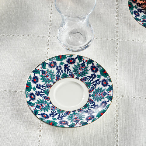 Karaca Edirne 12-delige Bone China Turkse theeset voor 6 personen, 130 ml, Meerkleurig