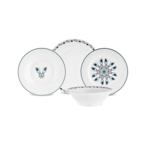 Karaca Forever Bone China Iznik 24-delig serviesset voor 6 personen, Meerkleurig