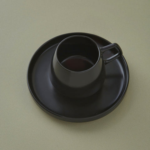 Karaca Streamline Saturn Koffiekopjesset voor 2 Personen, 4-delig, Mat Zwart