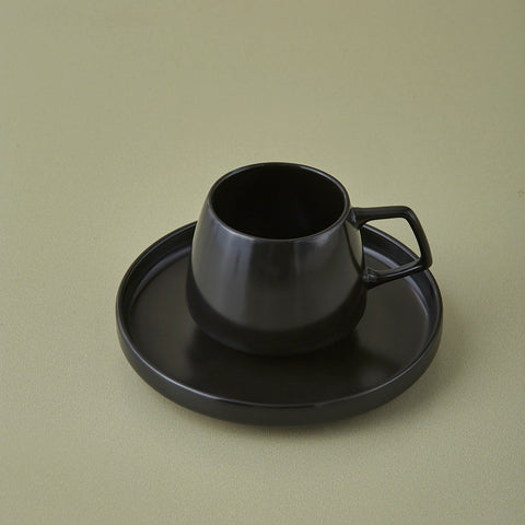Karaca Streamline Saturn Koffiekopjesset voor 2 Personen, 4-delig, Mat Zwart