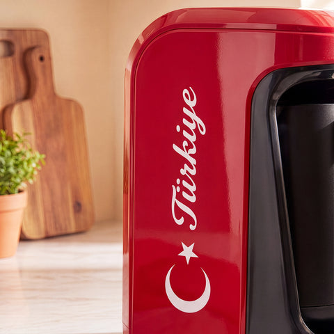 Karaca Hatır Hüps Türkiye – Turkse koffiemachine met melkfunctie, 5 kopjes, met volkslied, vlaggenrood