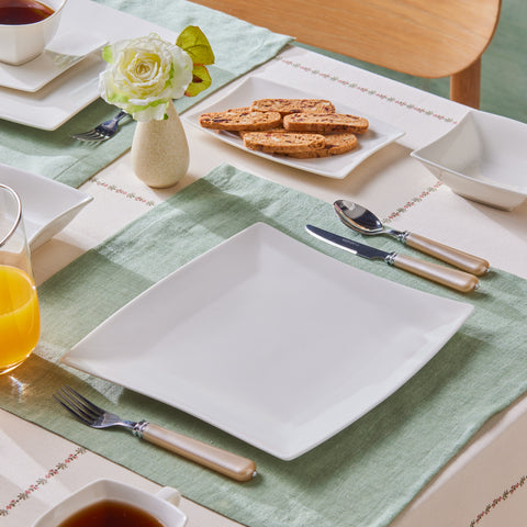 Karaca Stream Pure Perfect White 32-Piece 6-Person Breakfast Set Square