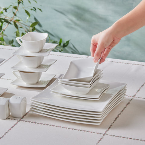 Karaca Stream Pure Perfect White 32-Piece 6-Person Breakfast Set Square