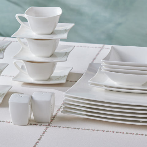 Karaca Stream Pure Perfect White 32-Piece 6-Person Breakfast Set Square