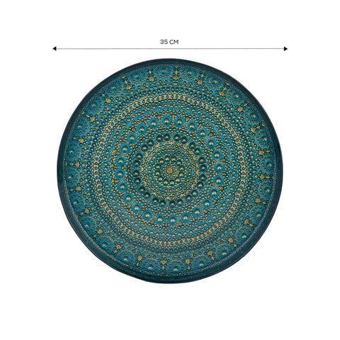 Karaca Rashel Groene Glazen Dienblad 35 cm