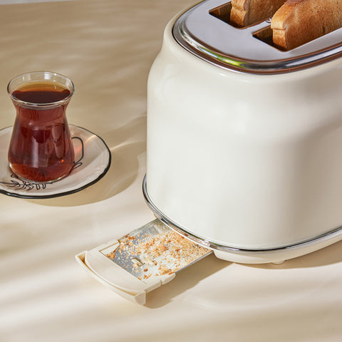 Karaca Retro Broodrooster met Capaciteit voor 2 Sneden – Crème
