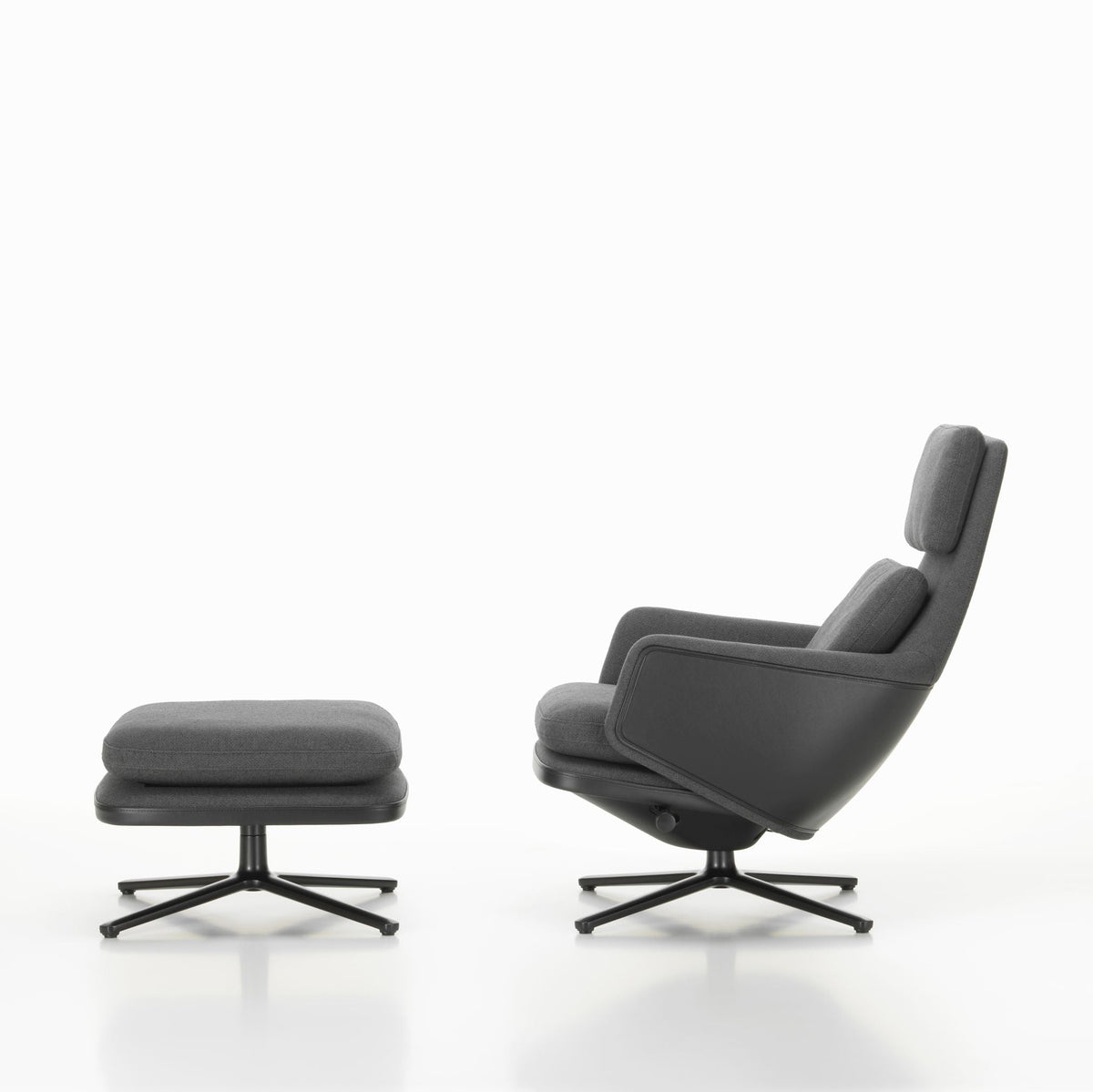 Vitra Grand Relax Loungesessel drehbar mit Ottoman hoher Sessel & Hocker