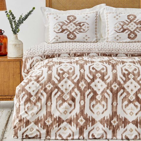 Karaca Home Neos - beige tweepersoons dekbedovertrekset van 100% katoen
