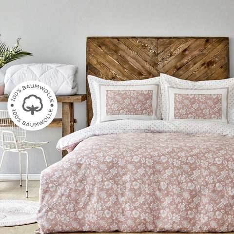 Karaca Home Celerina - roze tweepersoons dekbedovertrekset van 100% katoen
