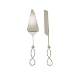 Karaca Rope Serving Knife and Spatula Set Silver