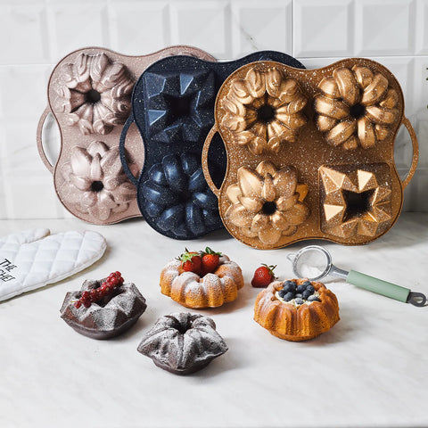 Karaca Cake Pro 4-delige Rosegold Gietijzeren Taartvorm