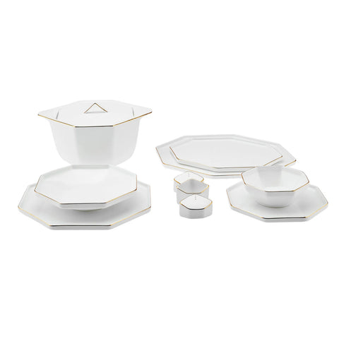 Karaca Fine Pearl Extra 62-delige achthoekige dinerset voor 12 personen