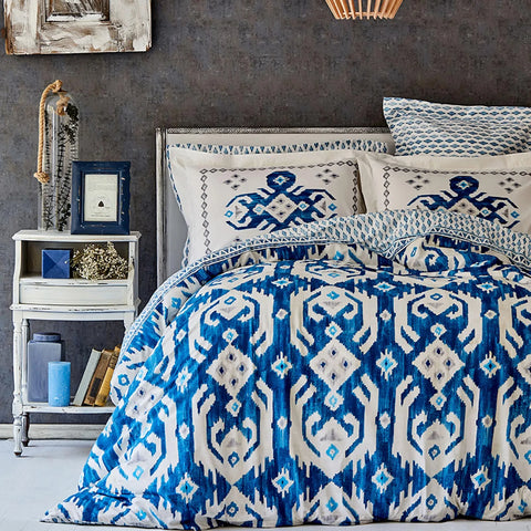 Karaca Home Neos blauw - tweepersoons dekbedovertrekset van katoen