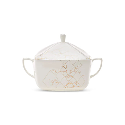 Karaca Fine Pearl Midnight 62-delig vierkant servies voor 12 personen, parelmoer