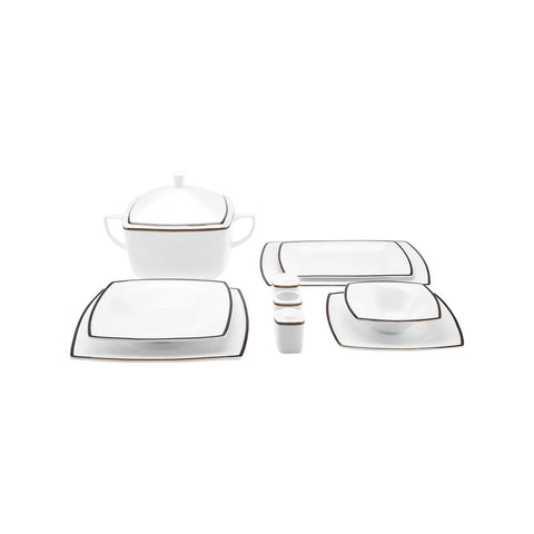 Karaca Fine Pearl Norma - 62-delig vierkant tafelservies voor 12 personen