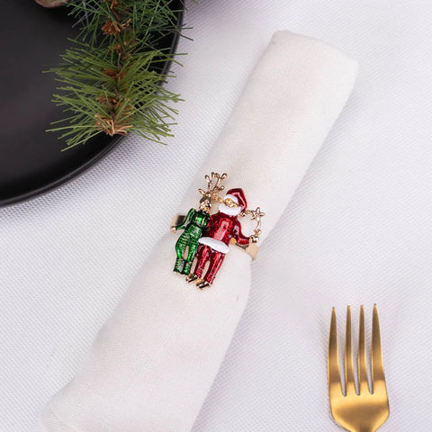 Karaca Home, set van 2 servetringen met rendier en Kerstman