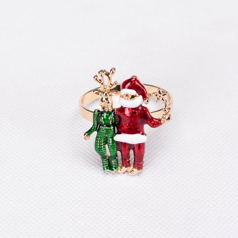 Karaca Home, set van 2 servetringen met rendier en Kerstman